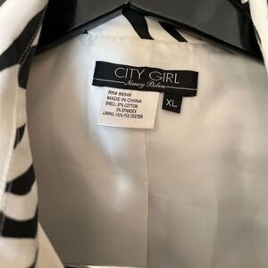 City Girl Nancy Bolen Women's XL Zebra Print Blazer Jacket Black